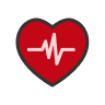 Permanent Life Icon - red heart shape with a cardiac beat wave